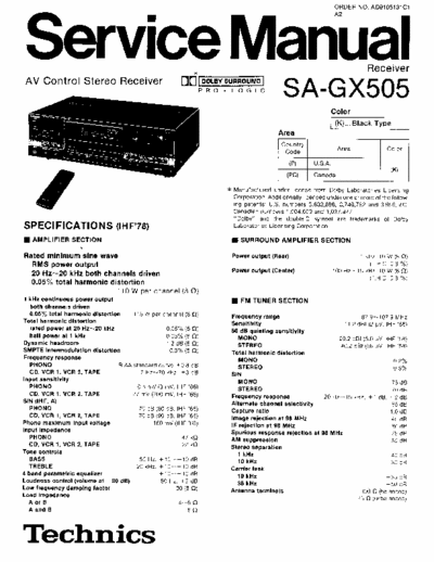 Technics SA-GX505 Audio Video Control stereo receiver - Service manual